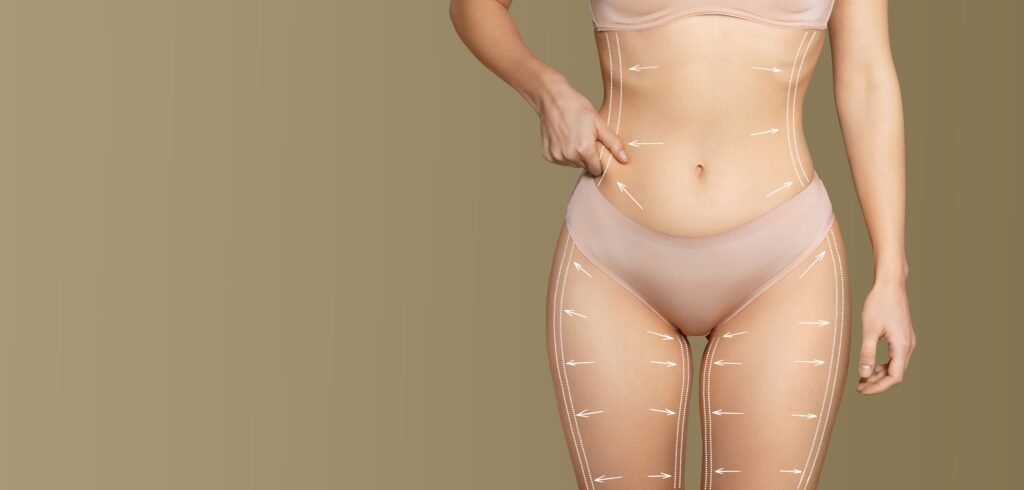 Woman engaging in body sculpting and skin care to enhance feminine curves